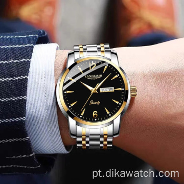 LANGLISHI 2021 relógios masculinos de luxo luminoso à prova d&#39;água relógio de aço inoxidável relógio masculino quartzo data calendário empresarial relógio de pulso